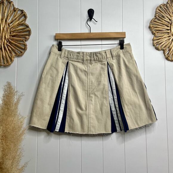 Free People skirt mini skirt pleated sporty denim striped - Picture 8 of 9